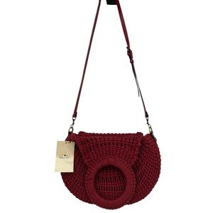 Patrica Nash Pisticci Italian Inspired Red Woven Circle Handle Bag NWT Large Bag